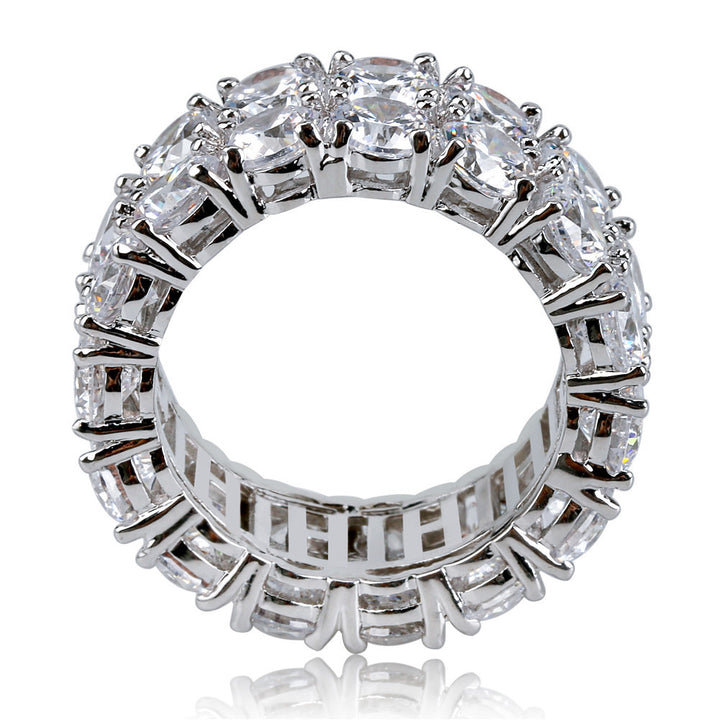 Double Row Pave Diamond Stretch Ring (Hip-Hop Light Luxury Personalized Ring)