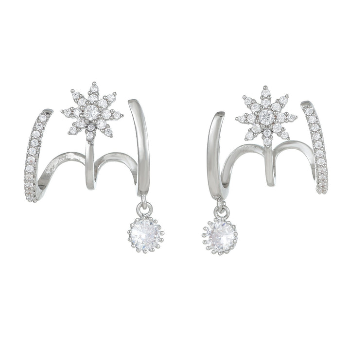 Star‑Burst Multi‑Hoop Drop S925 Silver Earrings