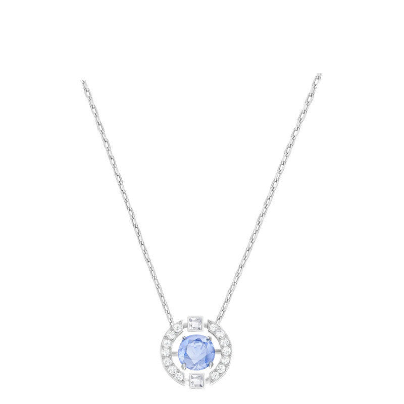 Sparkling Round Diamond Pendant Necklace, Multi-color Stone Luxury Women's Choker