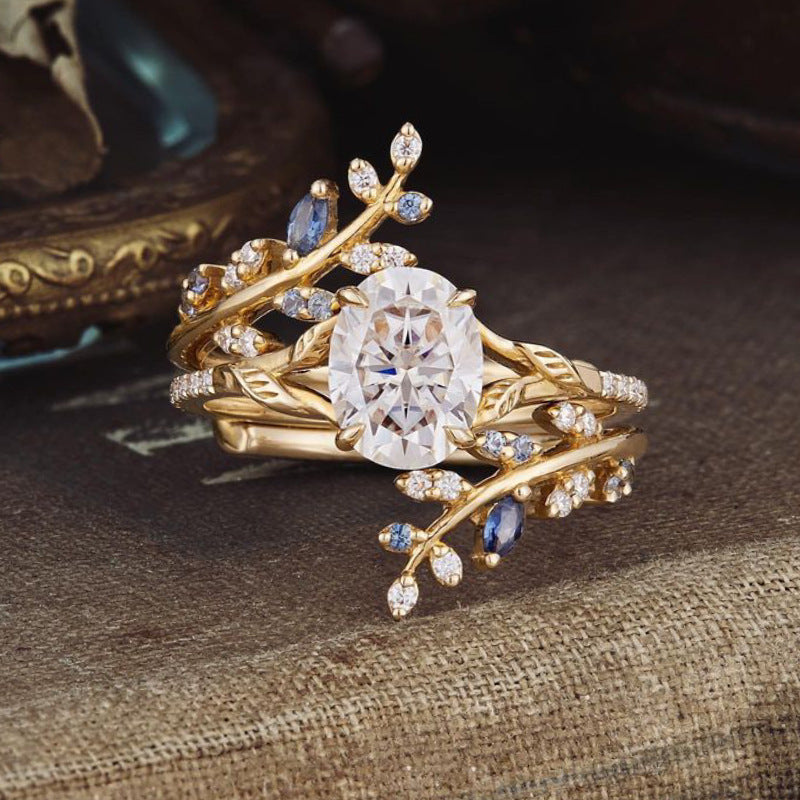 Vine Cluster-Set Gemstone Ring (Forest Romantic Ritual Style)