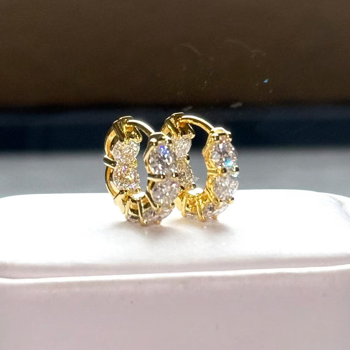 S925 Silver Paved Diamond Hoop Earrings