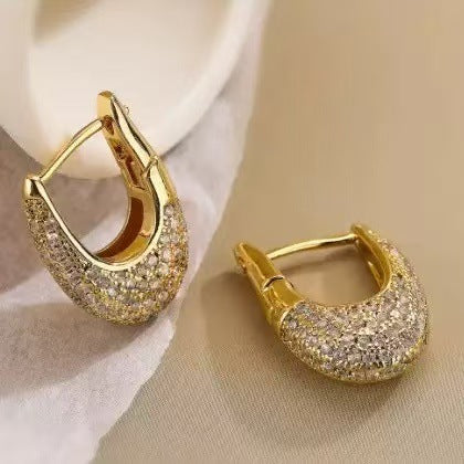 Pavé U-Shaped Hoop Earrings (Luxury Vintage Statement Earrings)