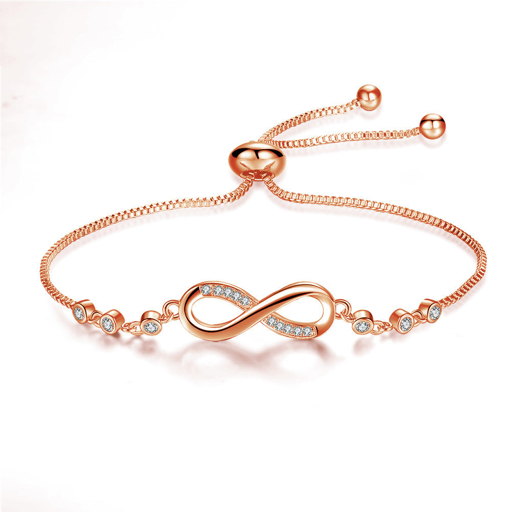 Infinity Symbol Diamond Adjustable Bracelet (3 Colors Delicate Pull-Tie Bangle)