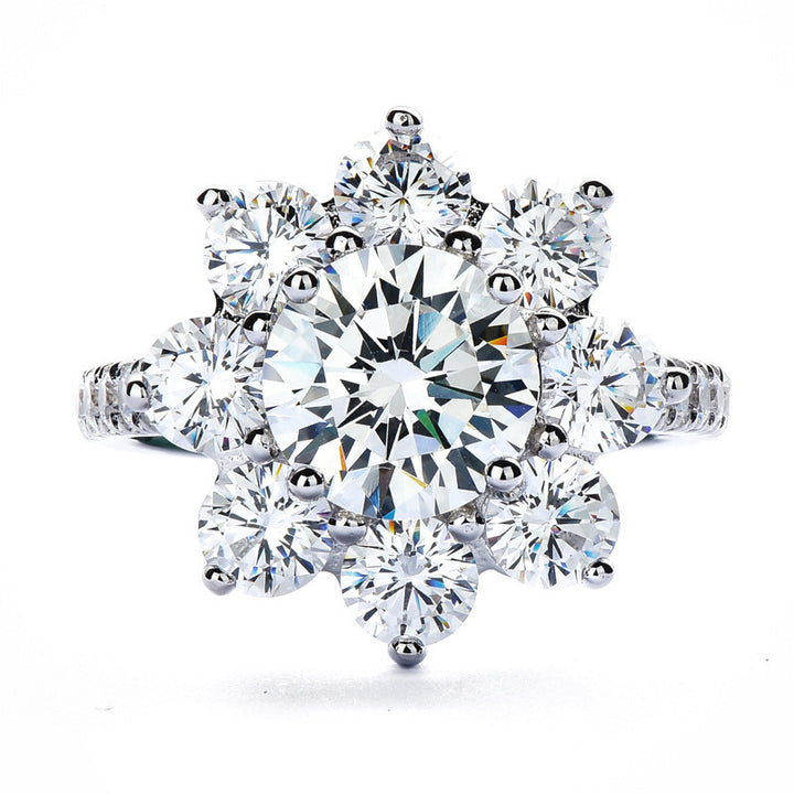 Sunflower Pavé Jewelry Set (Light Luxury Niche Sparkling Earrings / Ring / Necklace)