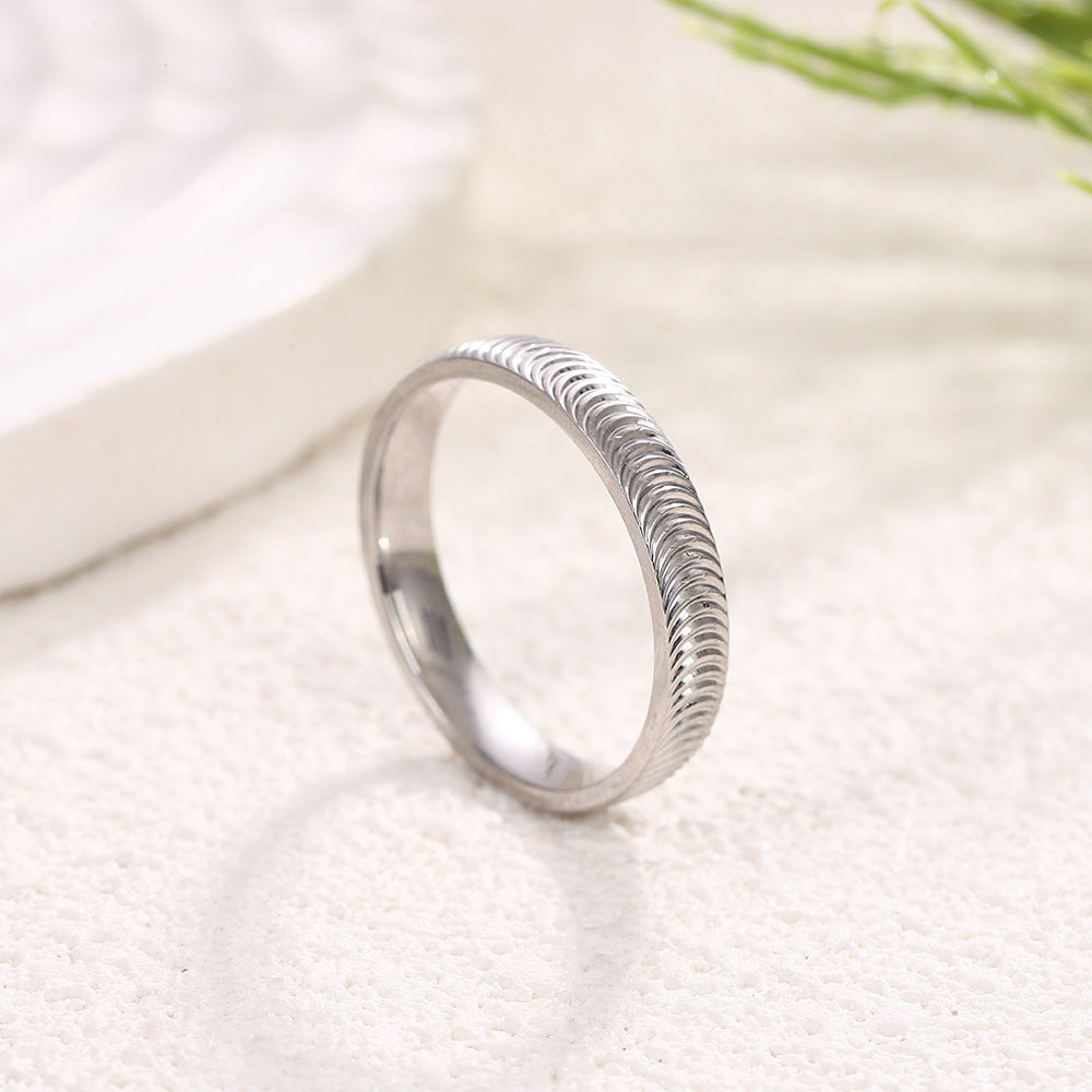 Minimalist Vertical‑Texture Plain Band Ring, S925 Silver Two‑Tone Retro Closed‑Band Ring