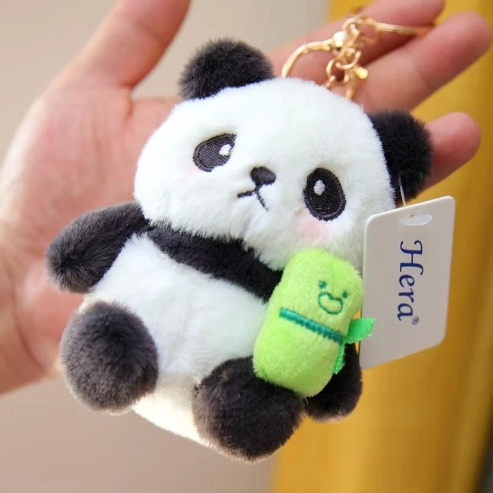 Bamboo Holding Panda Plush Doll, Cute Panda Keychain Kids Stuffed Toy Holiday Gift