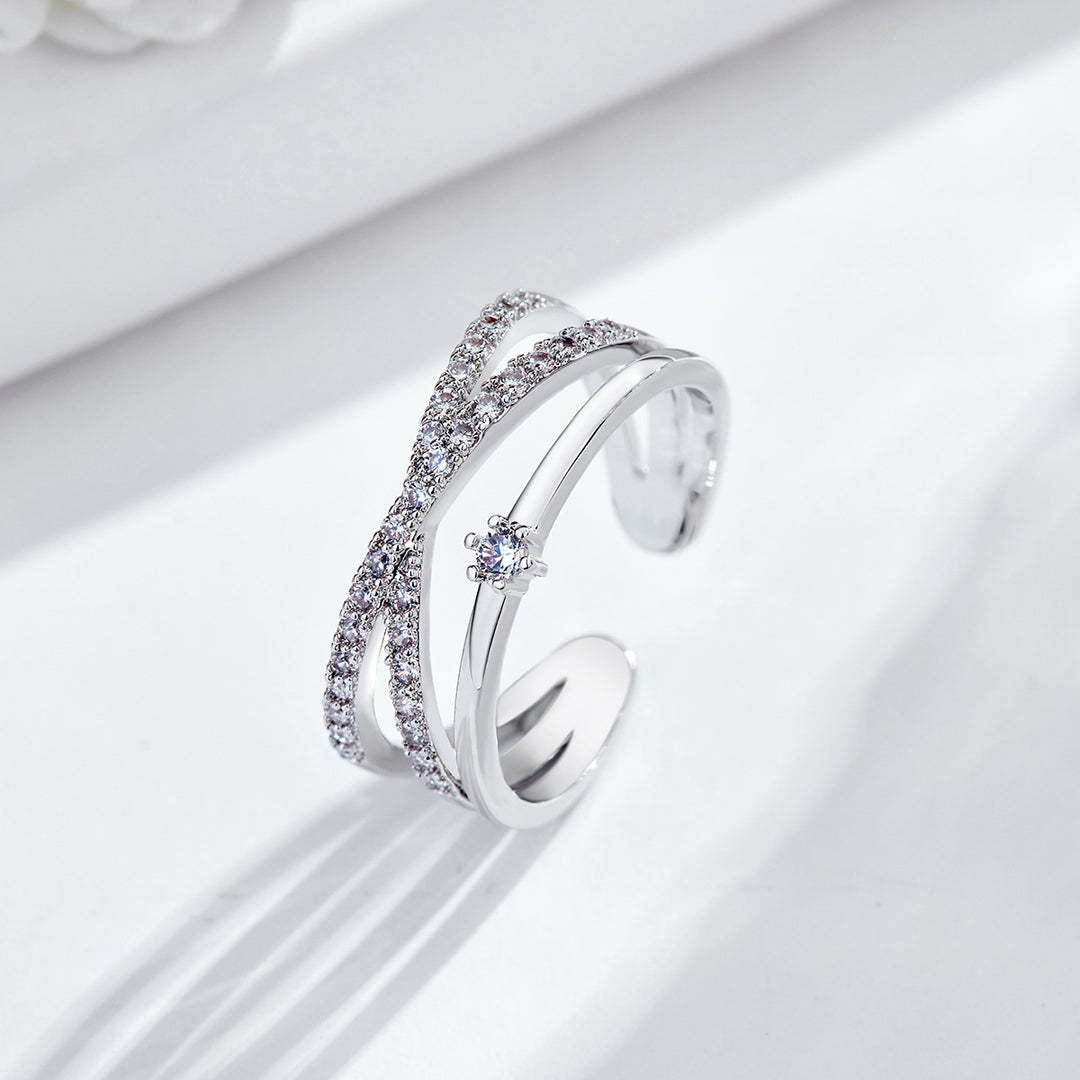 Stellar Interwoven Triple Band Pavé Ring (Light Luxury Niche Design Band)
