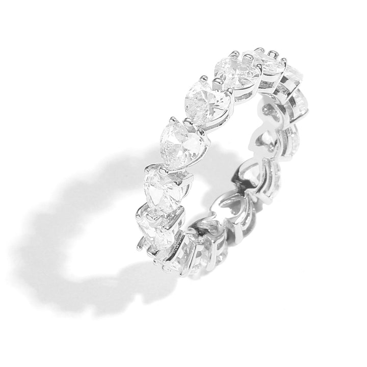 Full‑Eternity Heart‑Cut Band Ring, Multi‑Color & Metal‑Tone Options
