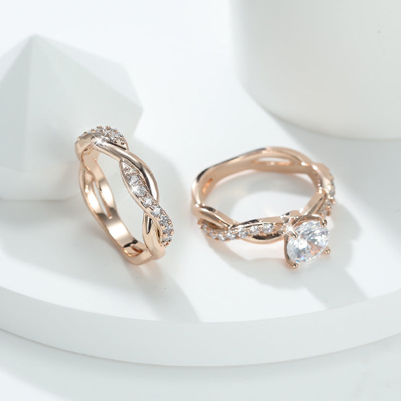Intertwined Stackable Diamond Ring Set (Luxury Romantic Wedding Ring Style)