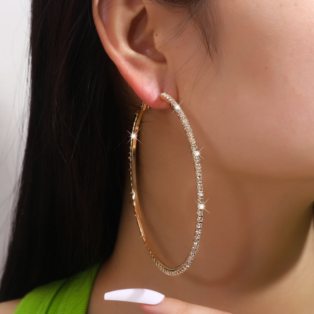 Full Pavé Oversized Hoop Earring Set (Light Luxury Niche Bold Earrings)