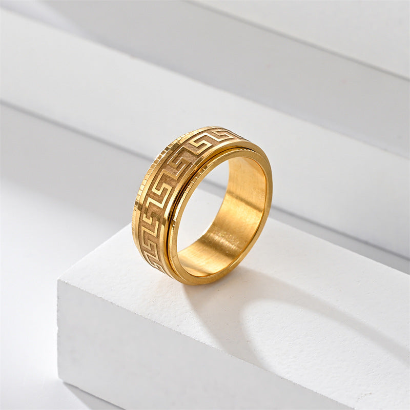 Greek Key Spinner Fidget Ring