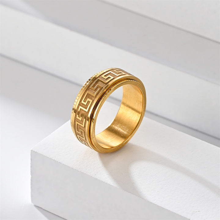 Greek Key Spinner Fidget Ring
