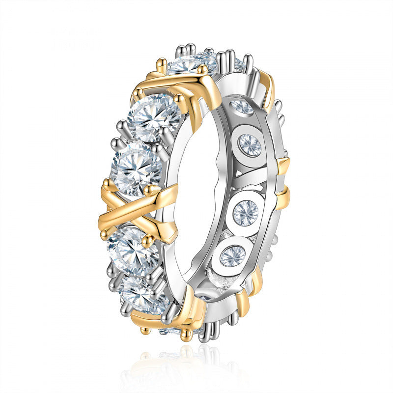 Cross Diamond Eternity Band Ring (3 Colors Luxury Women's Ring)
