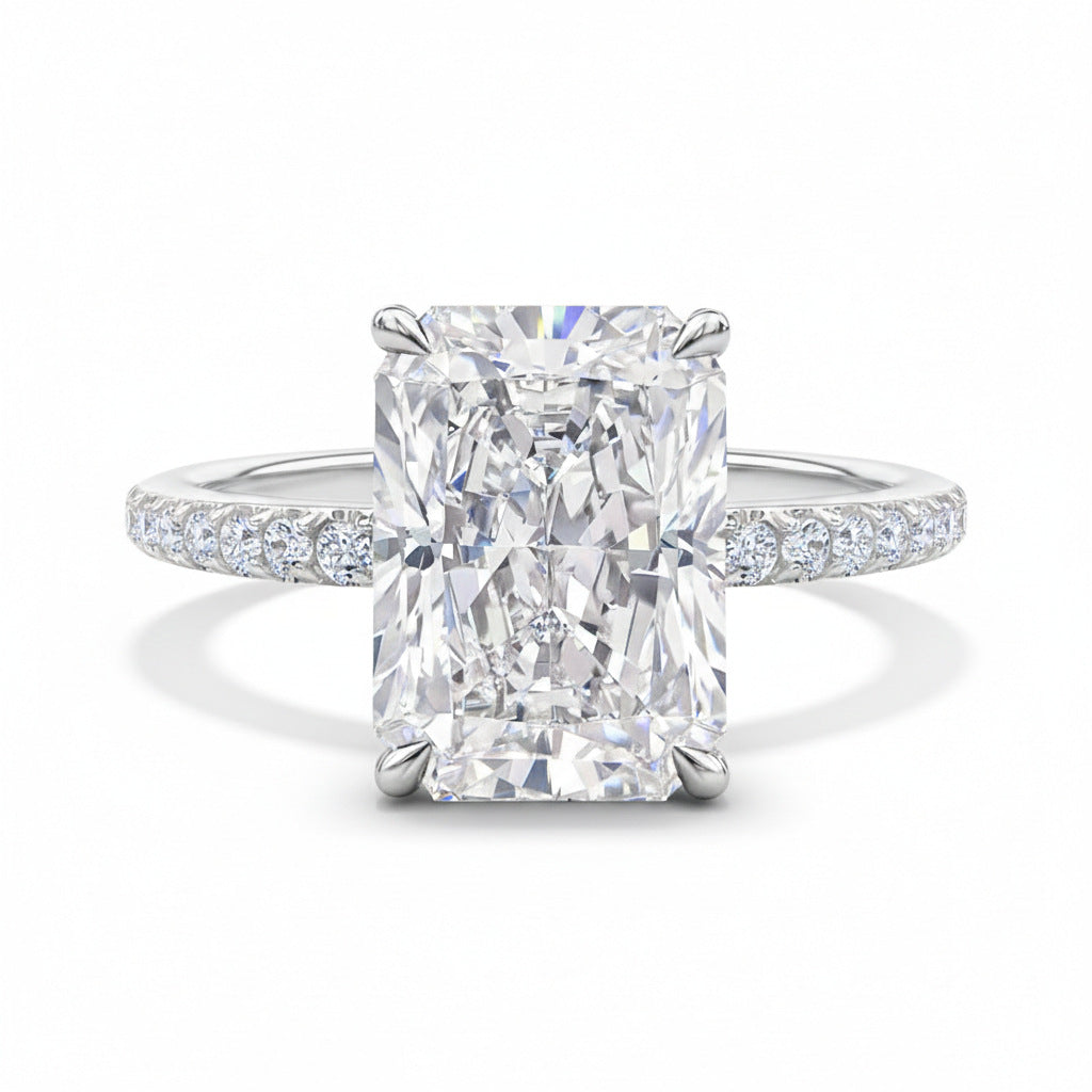 Ice Flower Cut & V-Shaped Pavé Wedding Ring Set (Luxury Classic Couple Bands)