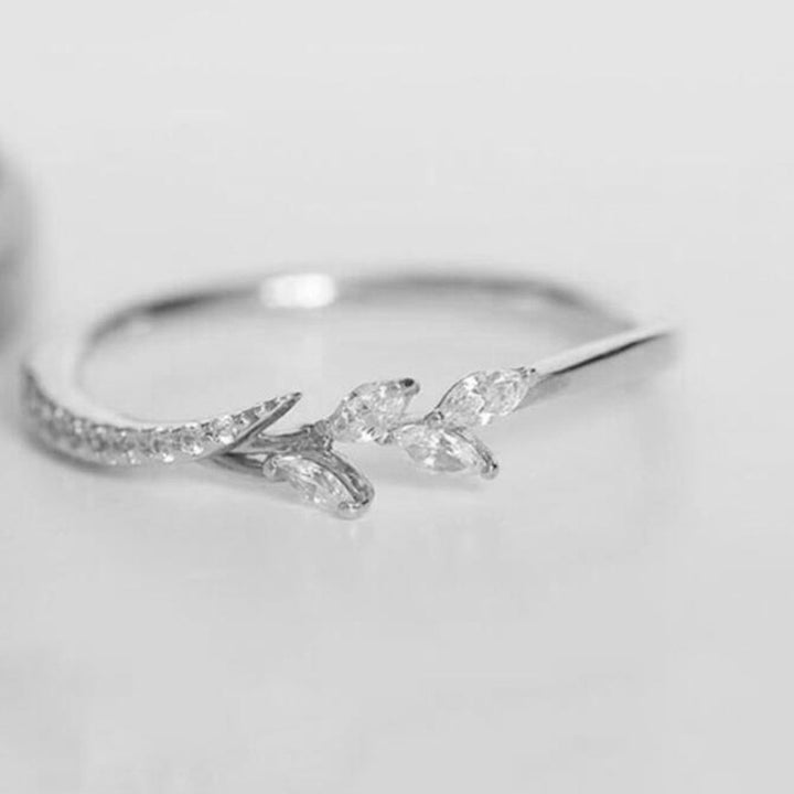 Marquise‑Cut Leaf‑Branch Thin S925 Sterling Silver Ring, 3‑Tone Available
