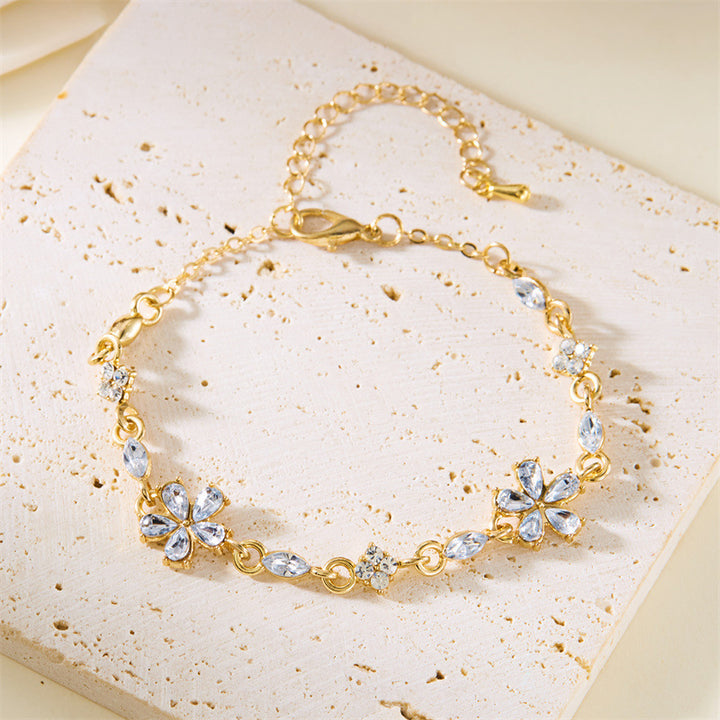 Multi-Color Diamond Flower Adjustable Bracelet (4 Colors Luxury Women's Chain)