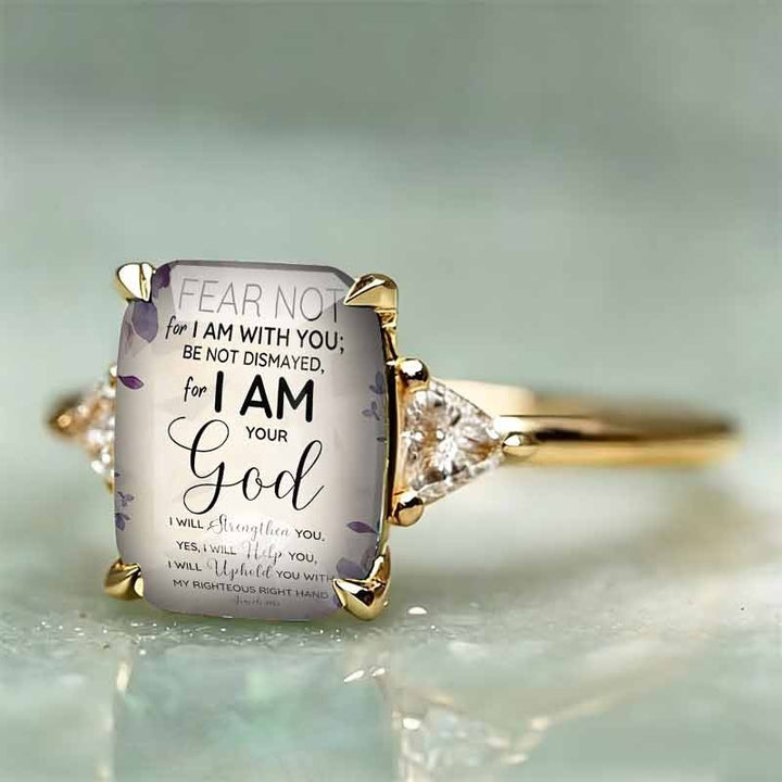 Rectangle‑Shape Bible Verse Printed Ring, Two‑Tone Options