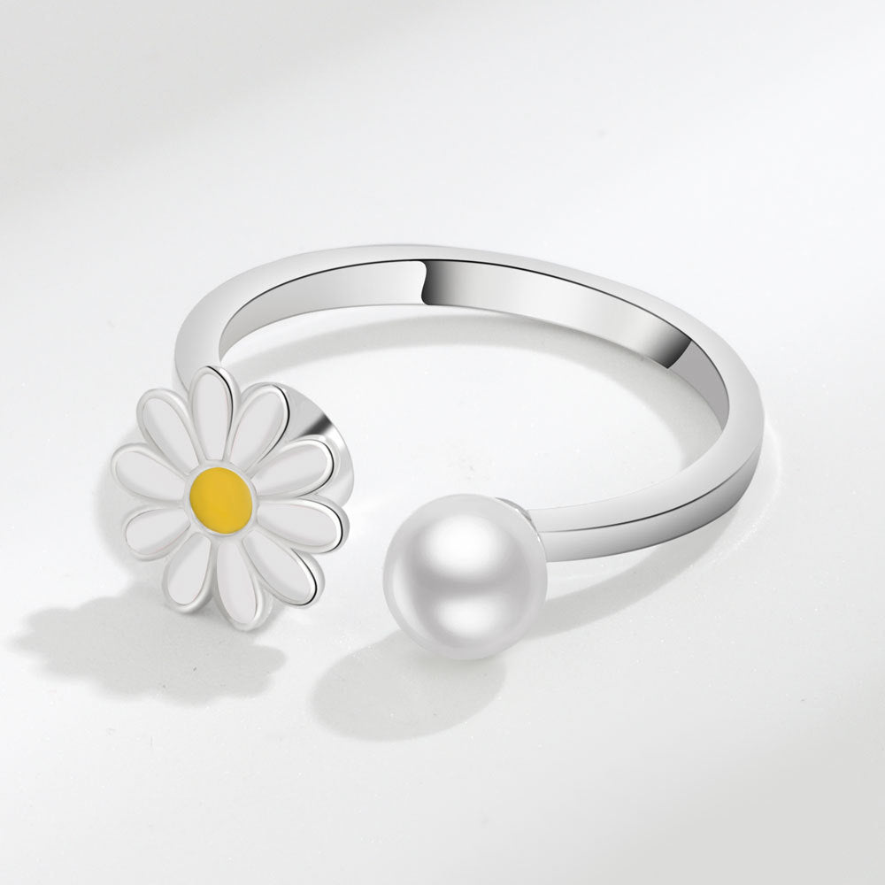 Daisy & Pearl Open Ring Set (Light Luxury Niche Fresh Bands)