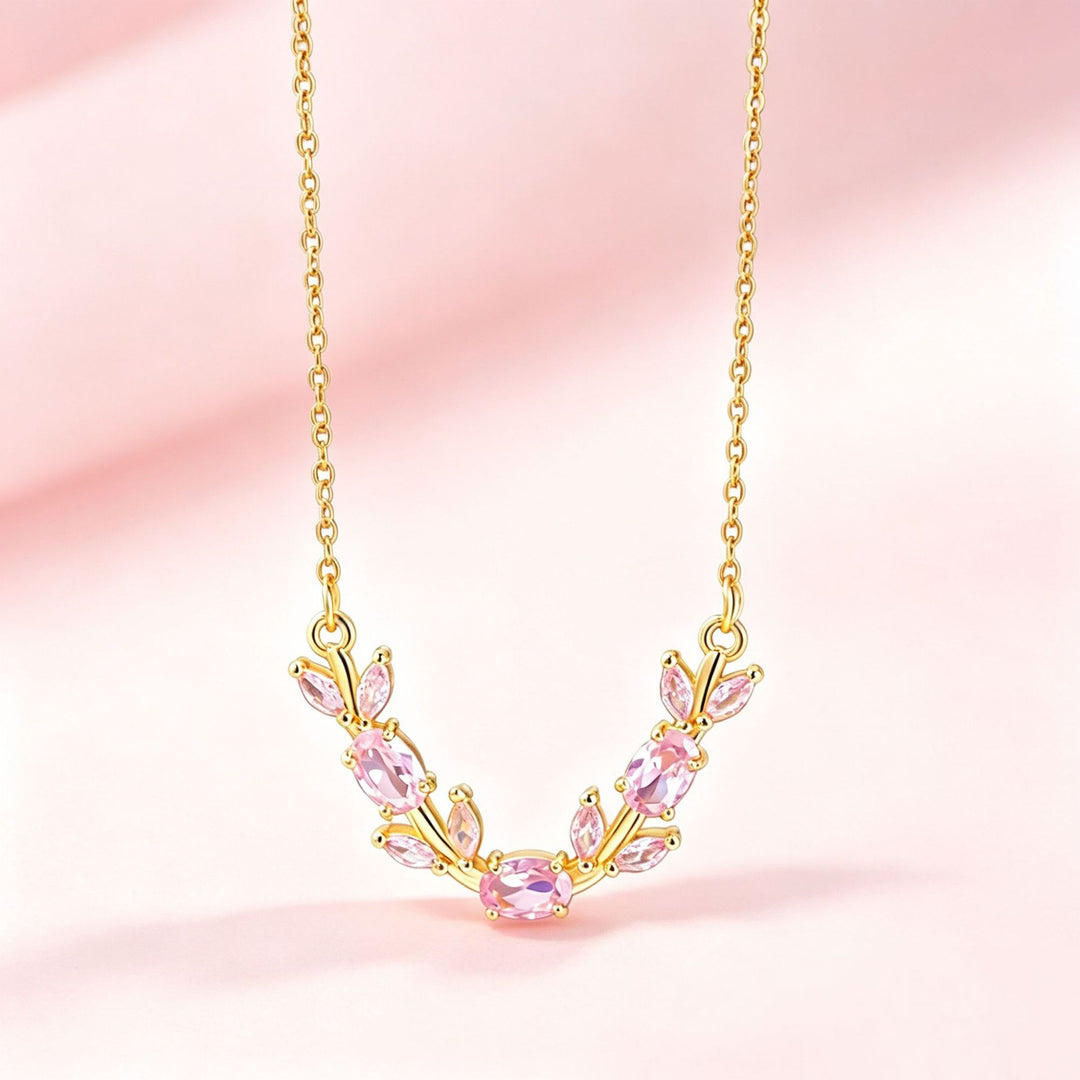 V‑Shaped Leaf‑Branch Color Diamond Choker Necklace, Multiple‑Colors Available