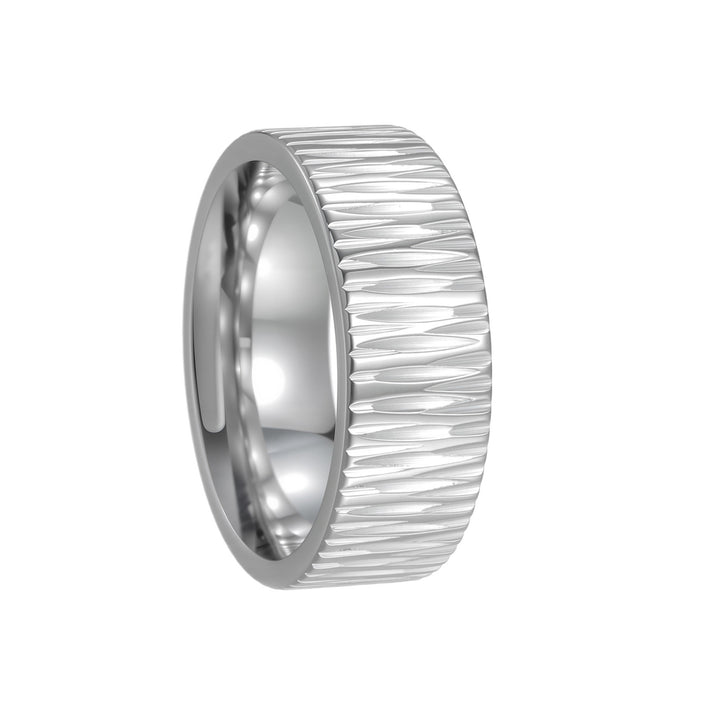 Textured Wide Band Ring (Unisex Titanium Steel Statement Ring)