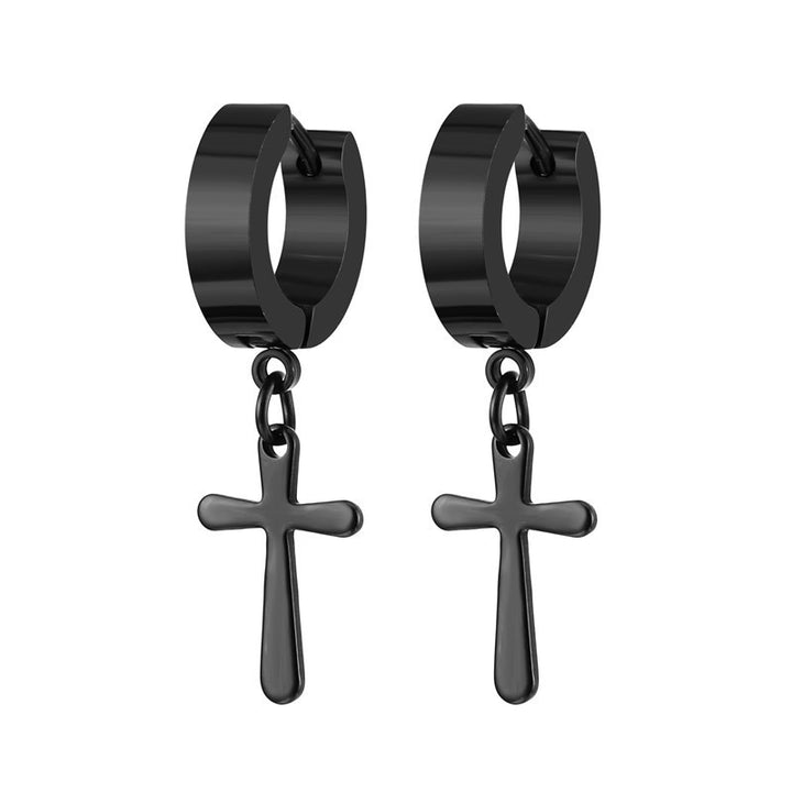 Cool Cross Pendant Huggie Earrings (Multi-Color Unisex Hip-Hop Statement Hoops)