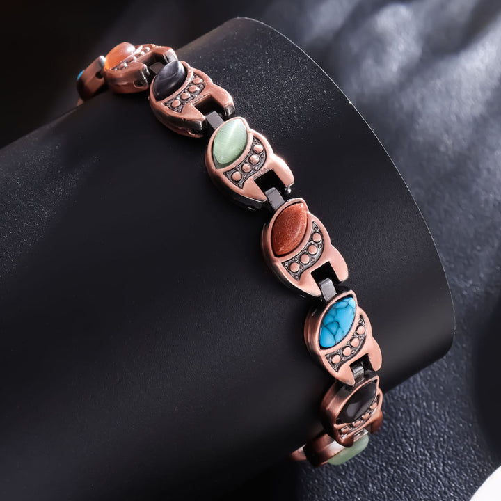 Vintage Copper Multi-Stone Magnetic Therapy Bracelet (Multiple Styles Women's Health Bangle)