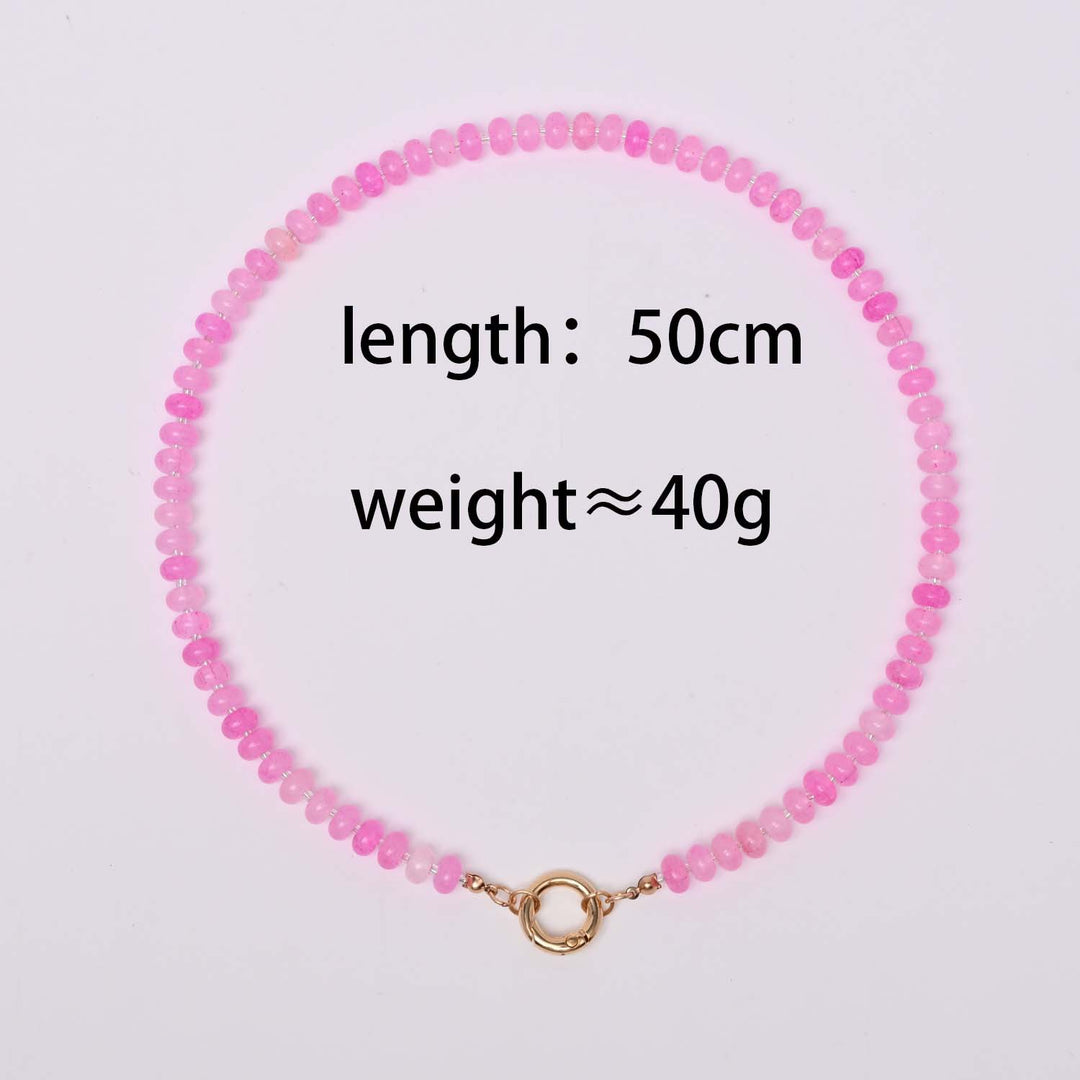 Dopamine Rainbow Beaded Pendant Necklace (Multi-Color Natural Stone Choker)