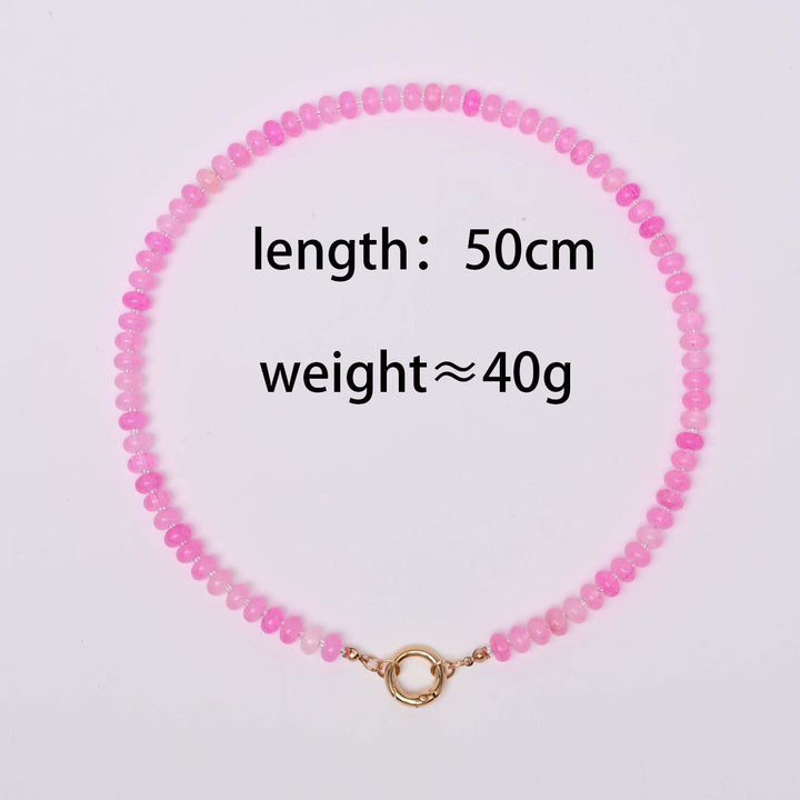 Dopamine Rainbow Beaded Pendant Necklace (Multi-Color Natural Stone Choker)