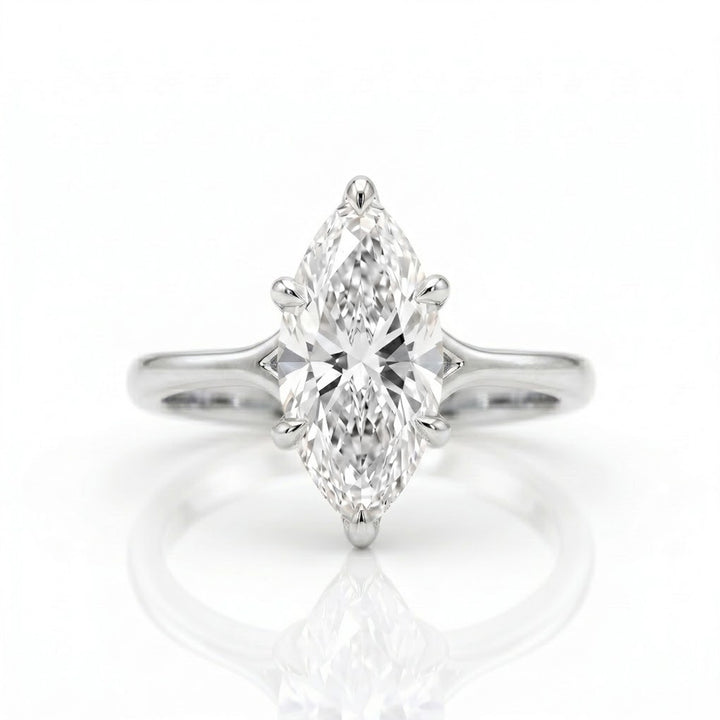 Marquise‑Cut Main Diamond Double Stackable S925 Sterling Silver Ring,2‑Tone Available