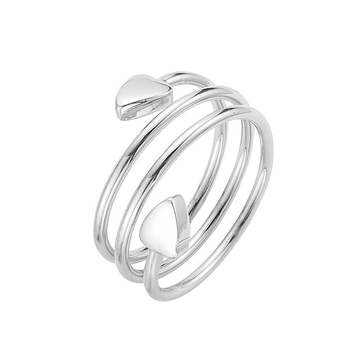 Double Heart Spiral Open Ring Set (Light Luxury Niche Individual Band)