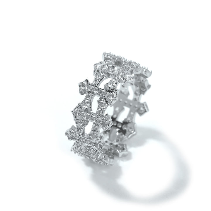 Openwork Cross Diamond Eternity Ring (3 Colors Delicate Luxury Statement Band)