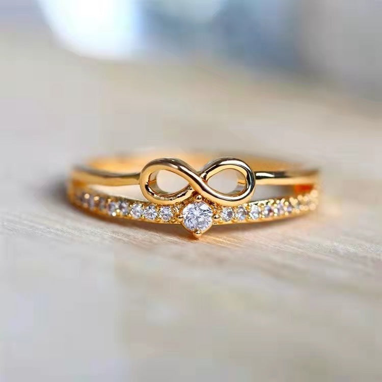 Infinity Symbol Double-Layer Diamond Ring (2 Colors Delicate Everyday Band)