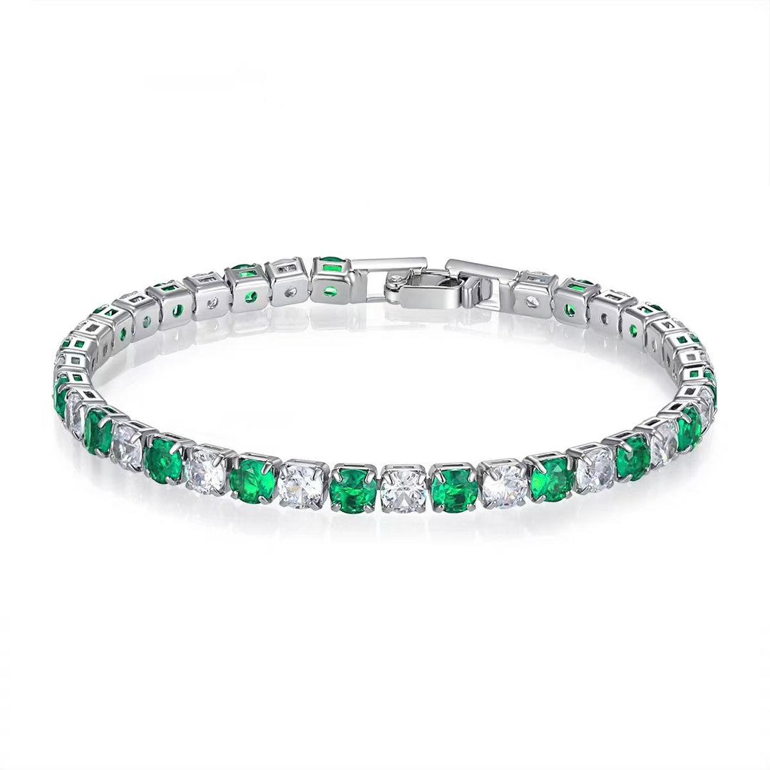 Square Cut Diamond Tennis Bracelet, Multi-Color Square Diamond Luxury Stackable Wrist Jewelry