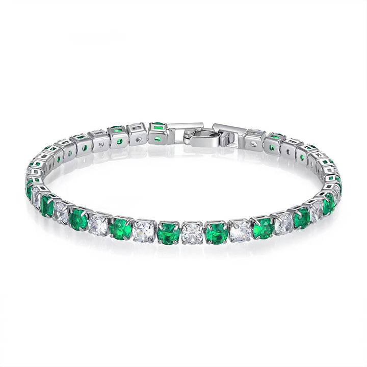 Square Cut Diamond Tennis Bracelet, Multi-Color Square Diamond Luxury Stackable Wrist Jewelry