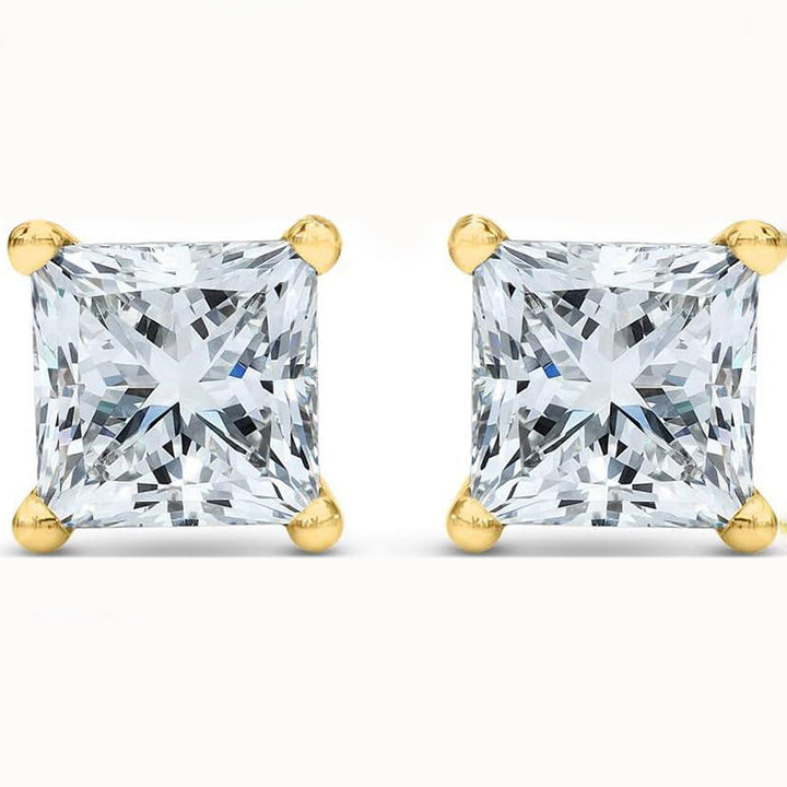 Princess Cut Diamond Multi-Size Stud Earring Set (Light Luxury Versatile Basic Earrings)