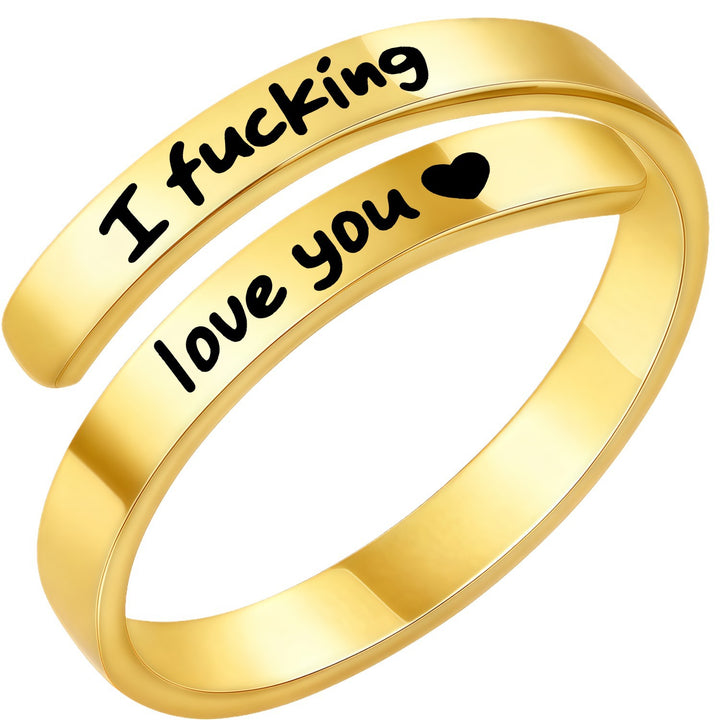 Double Layer Wrap Engraved Couple Ring (Personalized Confession Ring)