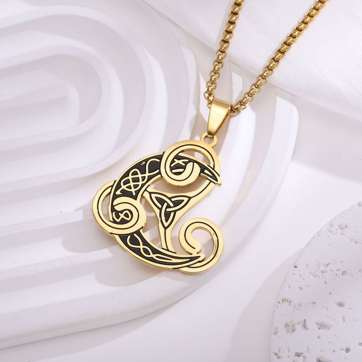 Celtic Knot Triquetra Raven Necklace (Vintage Norse Mystic Choker)