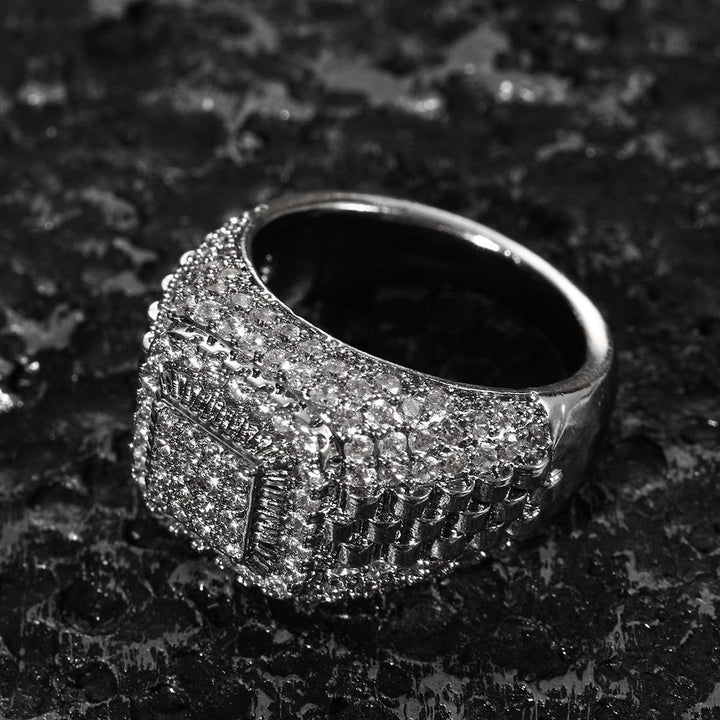 Pavé Watch Band Hip Hop Ring (Luxury Street Edgy Band)