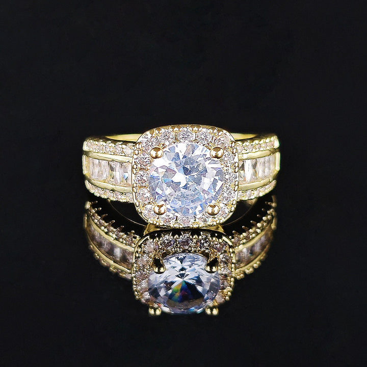 Cushion Halo Baguette Diamond Ring (Luxury Statement Engagement Band)