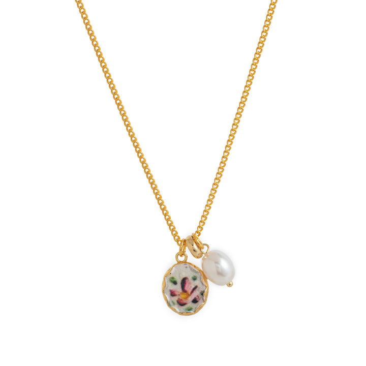 Vintage Floral Ceramic Tile Necklace Set (French Gentle Pastoral Choker)