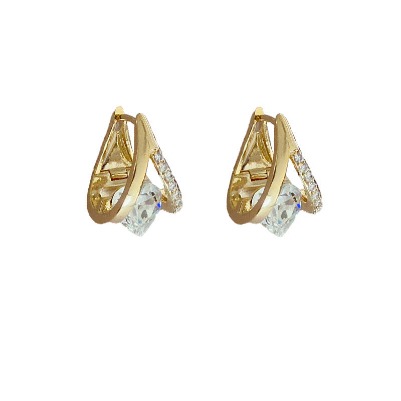 Geometric Twisted Teardrop Diamond Earrings, 2 Colors Minimalist Luxury Studs