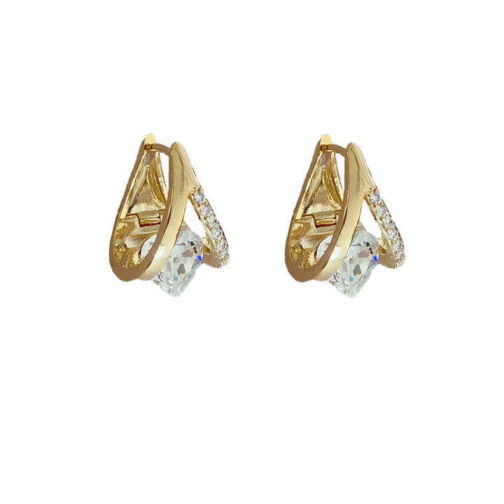 Geometric Twisted Teardrop Diamond Earrings, 2 Colors Minimalist Luxury Studs