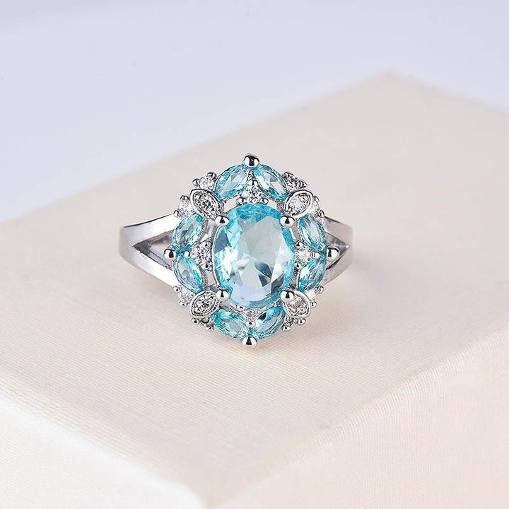 Oval‑Cut Main Stone Multi‑Color Halo Diamond Ring, Multi‑Color Options