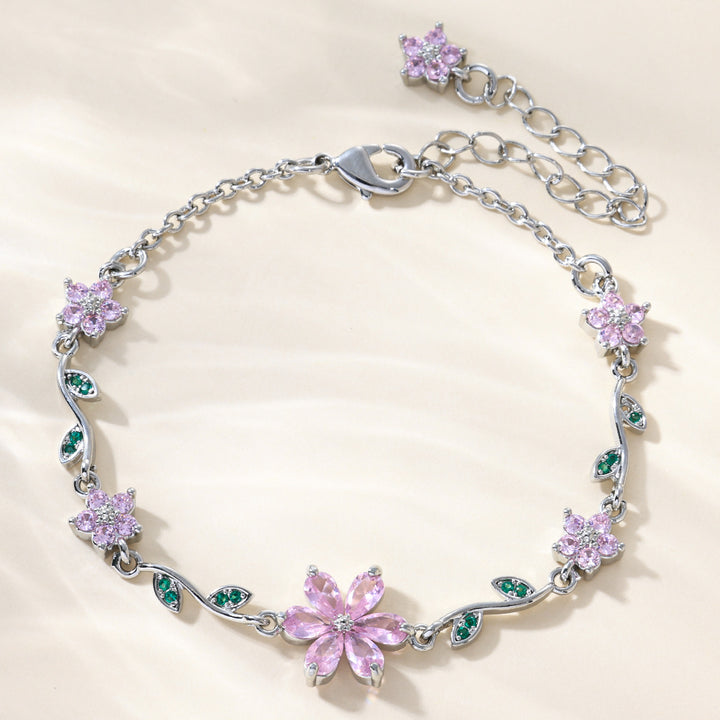Pink Flower Cluster Vine Bracelet (Sweet Girl Vibe Choker)