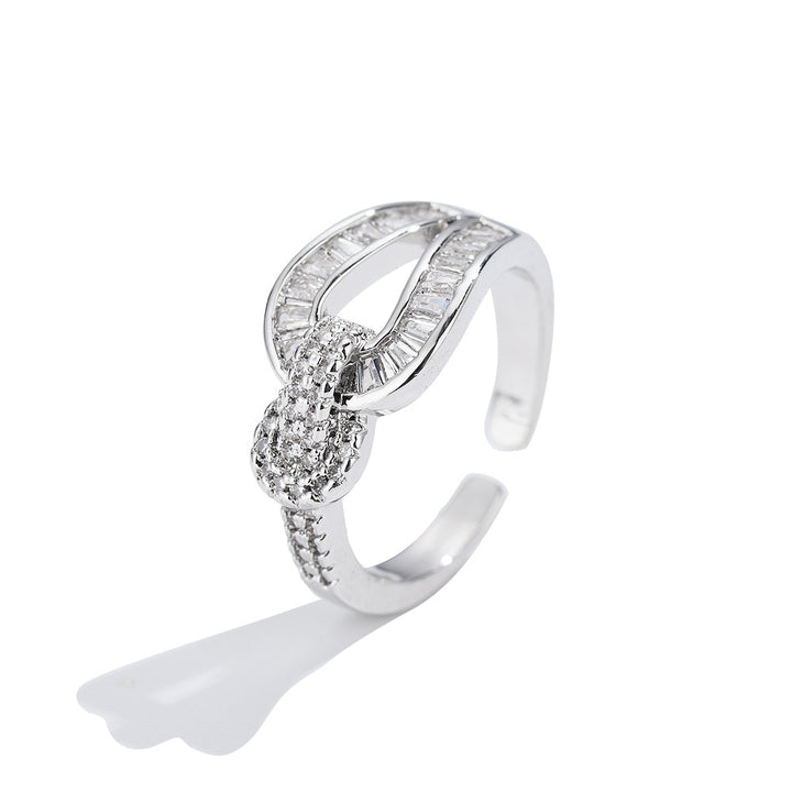 Diamond Knot Open Ring (2 Colors Luxury Delicate Statement Band)