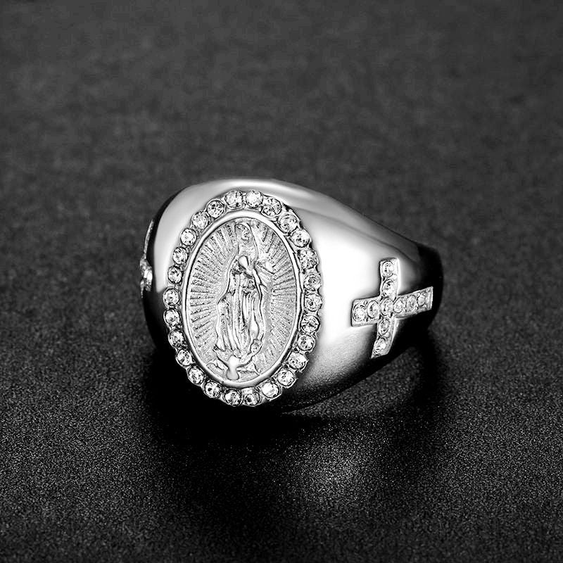 Our Lady of Guadalupe Signet Ring (Vintage Gold & Silver Statement Band)