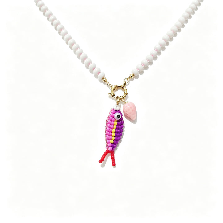 Cute Beaded Fish Pendant Necklace, 4 Colors Hand-Woven Colorful Bead Chain Niche Playful Jewelry