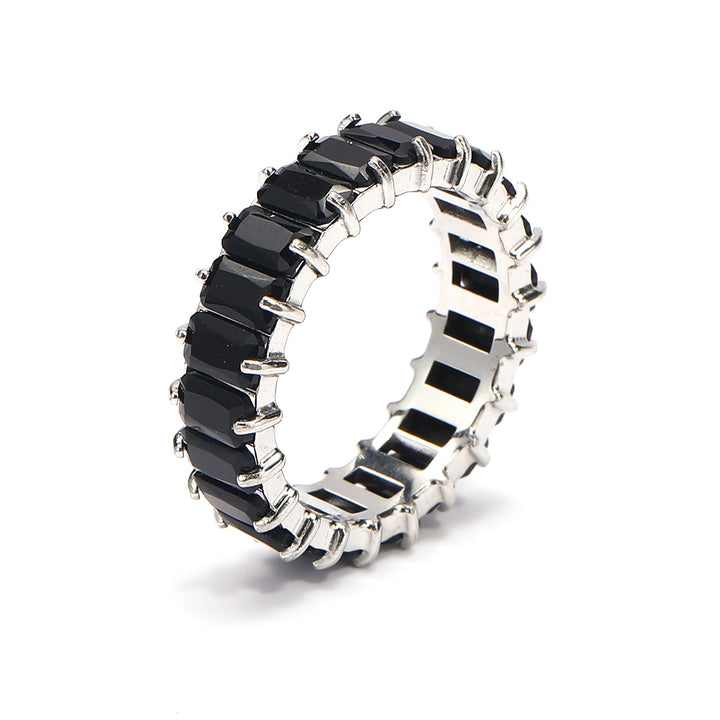 Multi-Color Baguette Diamond Full Eternity S925 Silver Ring