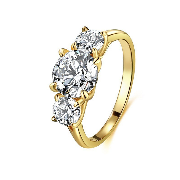 Three-Stone Diamond Statement Ring (Luxury Engagement-Style Gold Band)