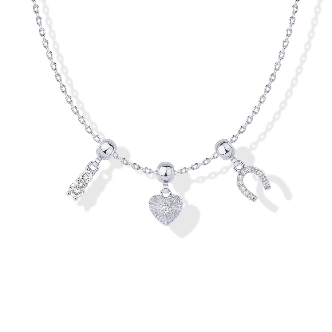 Slidable Triple Charms Beaded Collarbone Necklace, 8 Themed DIY Pendant Sets, Gold & Silver Two Tones Available
